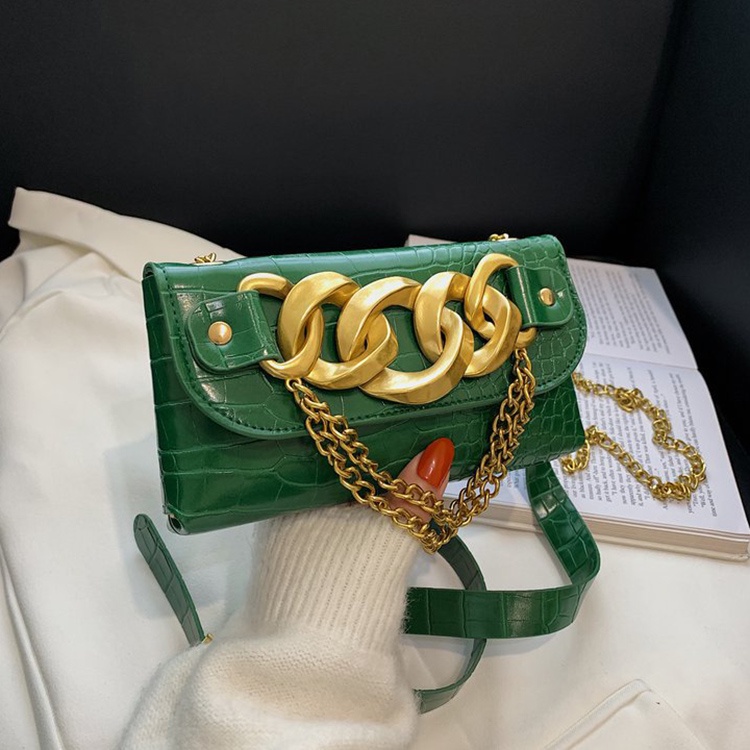 Túi Đeo Chéo mini Hình Vuông Vân Da Cá Sấu Phối Dây Xích Thời Trang Cho Nữ