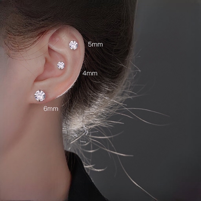 Bông tai nụ đá - Khuyên tai nụ đá bạc ta đủ các cỡ - Shop bạc Khải Khải