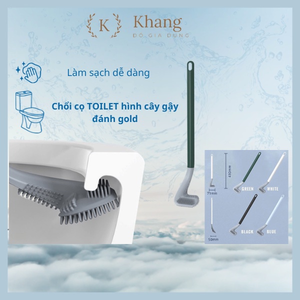 Chổi cọ nhà vệ sinh bồn cầu toilet đầu silicon mềm hình cây gậy đánh golf bắt mắt