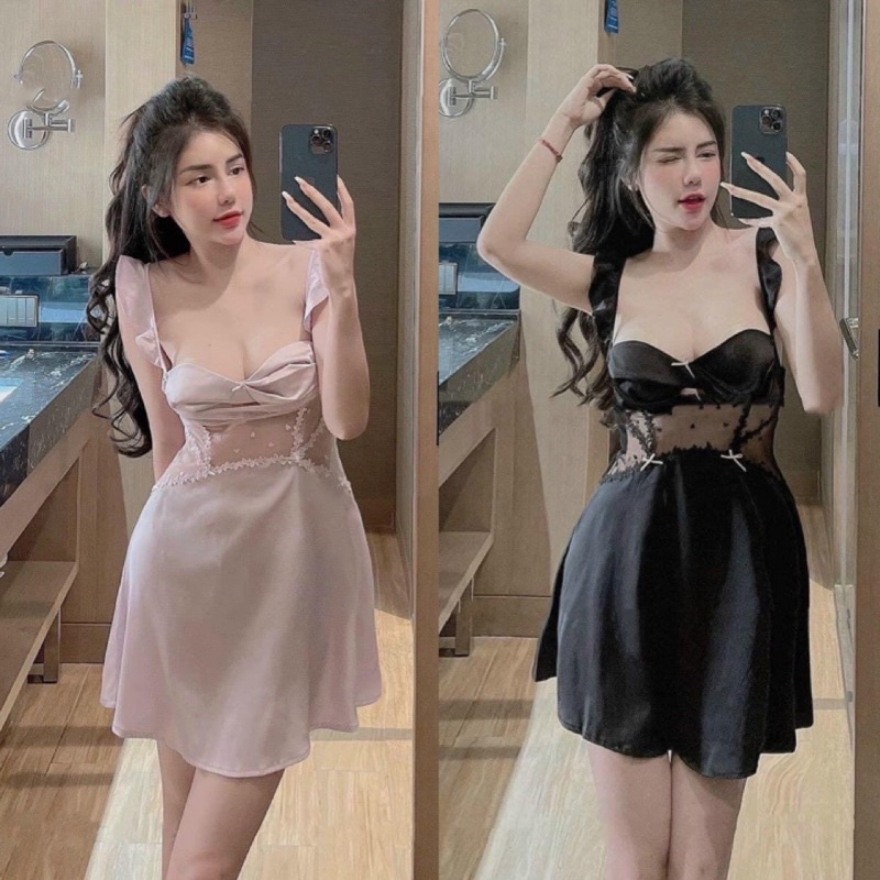 M.68 Váy ngủ hai dây nữ sexy mặc nhà, đầm ngủ Quảng Châu nhiều mẫu chọn lựa
