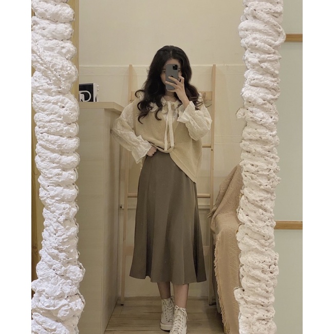 Chân váy dài lưng cao form basic - CV139