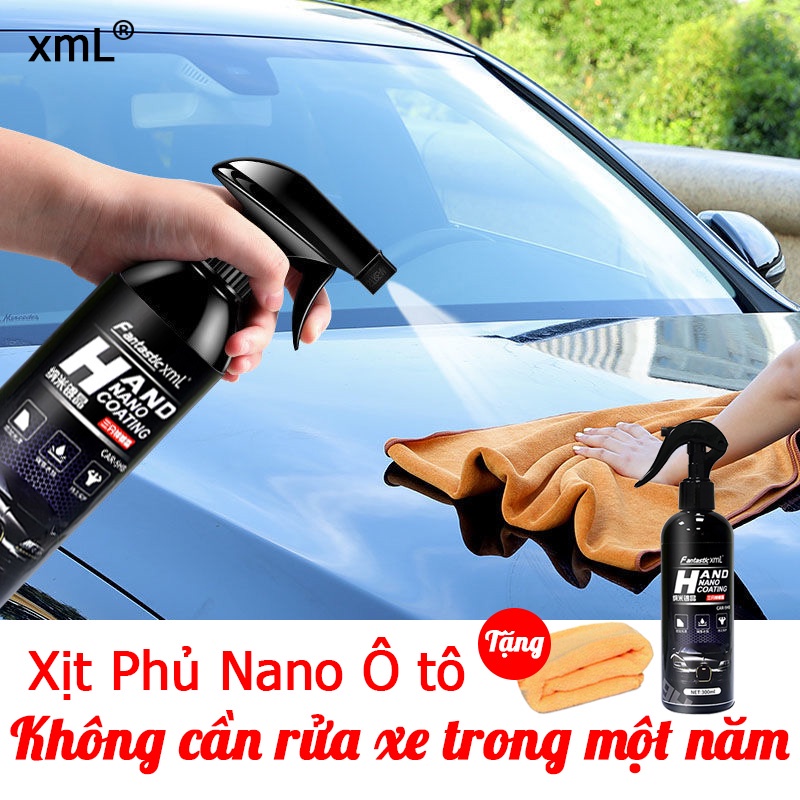 (tặng kèm khăn)xịt phủ nano ô tô phủ nano kính ô tô sử dụng đơn giản dễ sơn phủ xịt bóng xe máy 300ml