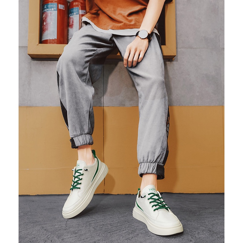 Giày sneaker thể thao da nam cao cấp D112, phong cách trẻ trung năng động, đế cao su non đi cực êm