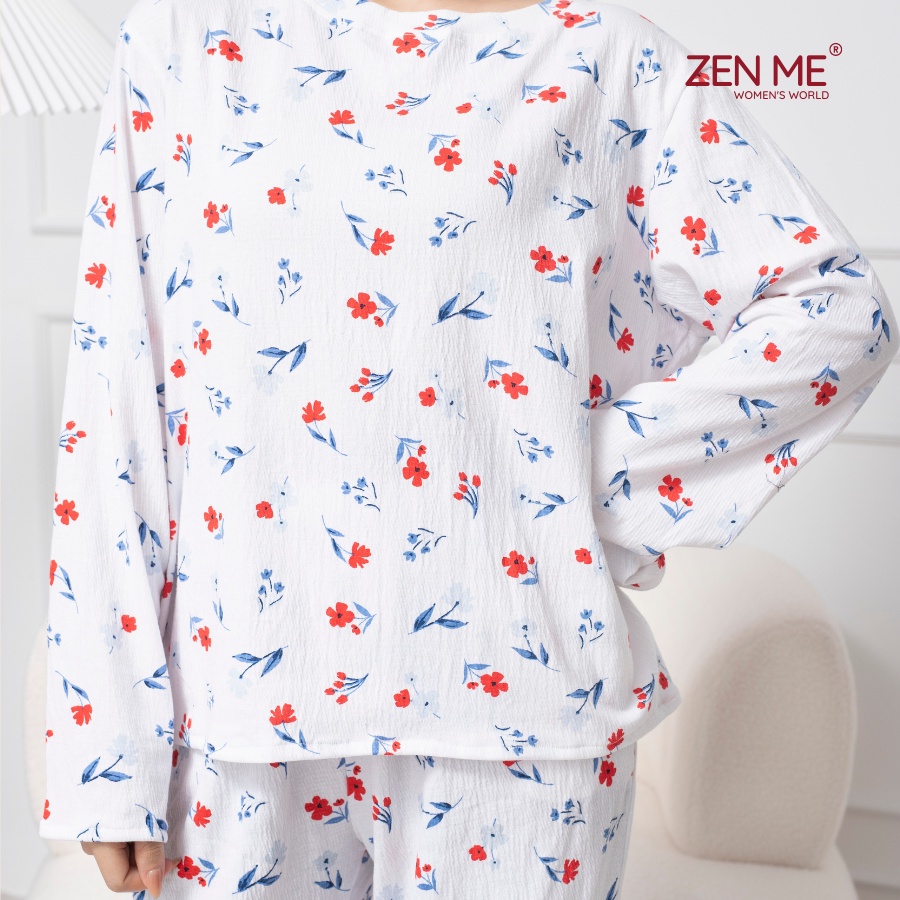 Đồ Bộ Nữ Mặc Nhà Thu Đông Dài Tay Chất Liệu Cotton Xốp Mềm Mịn BTD1122, Zen Me Women's World