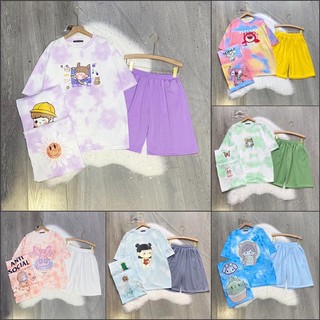 Set sale á tie in hình dễ thương(hình bất kỳ)và quần short,set short cho bam và nữ form tay lửng unisex -clothingforgirl