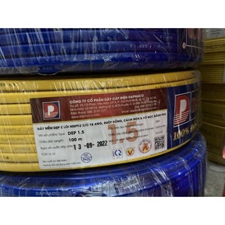 Dây điện Daphaco đôi dẹp 2 lớp vỏ 2x1.5 (Cuộn 100 mét)
