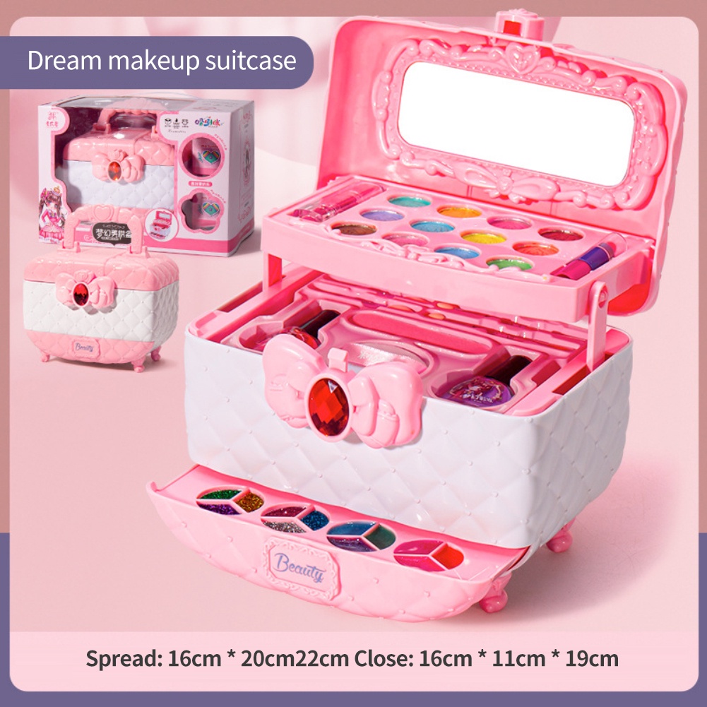 Cá Tuyết Trẻ Em Mỹ Phẩm Trang Điểm Chơi Hộp Công Chúa Trang Điểm Cô Gái Đồ Chơi Chơi Bộ Son Môi Màu Mắt An Toàn Nontoxic Đồ Chơi Bộ dành Cho Trẻ Em