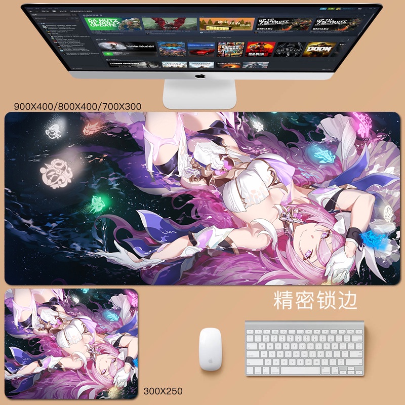Elysia mouse pad Honkai Impact 3 custom Herrscher of Human:Ego keyboard pad goblin Raiden Mei anime Herrscher of Thunder new Herrscher game Bronya Zaychik table pad pink girl