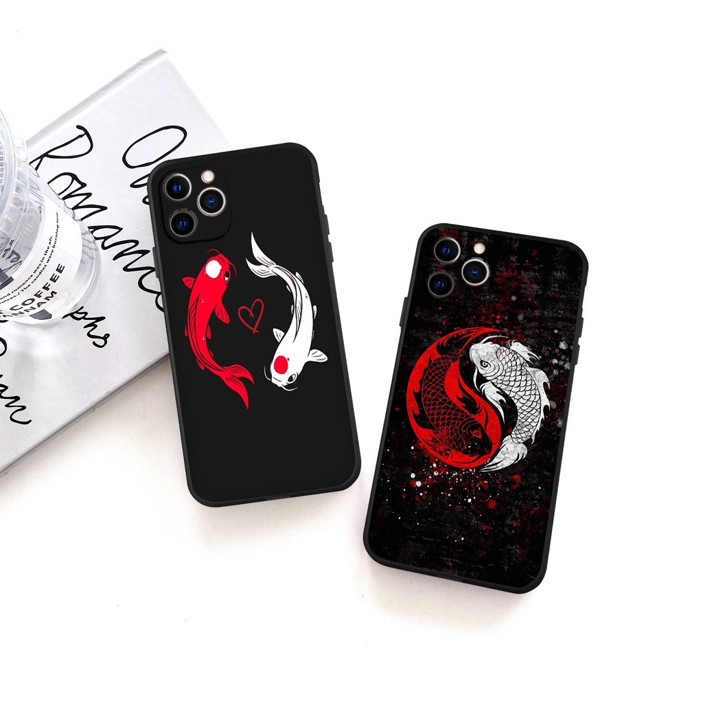 Ốp iphone cạnh vuông BVC Cá chép âm dương siêu đẹp cho 6/6splus/7/7plus/8/8plus/x/xr/xs/11/12/13/14/pro/max/plus/