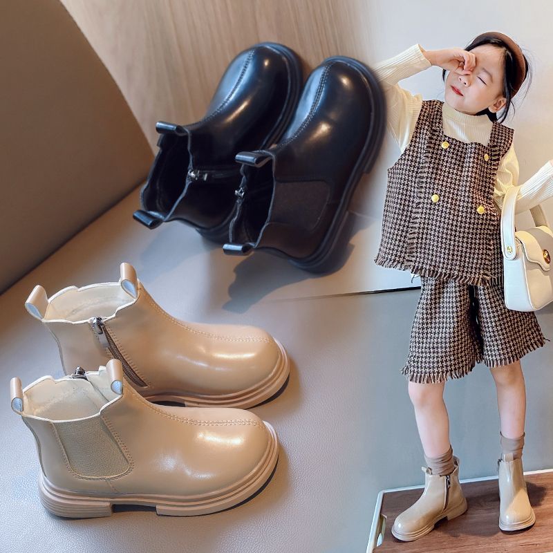 Bốt Bé Gái, Giày Boots Bốt Martin Cổ Ngắn Khoá Sườn Da Mềm Êm Chân Cho Bé Gái Từ 3 Tuổi Đến 10 Tuổi