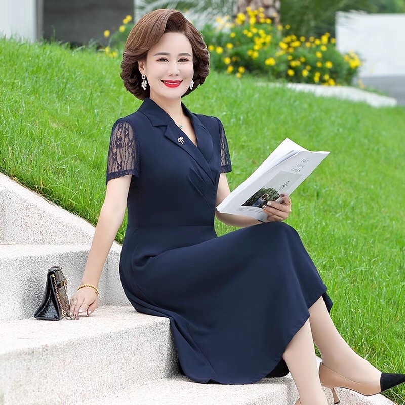 Đầm trung niên cổ vest siêu sang ADX65 2023