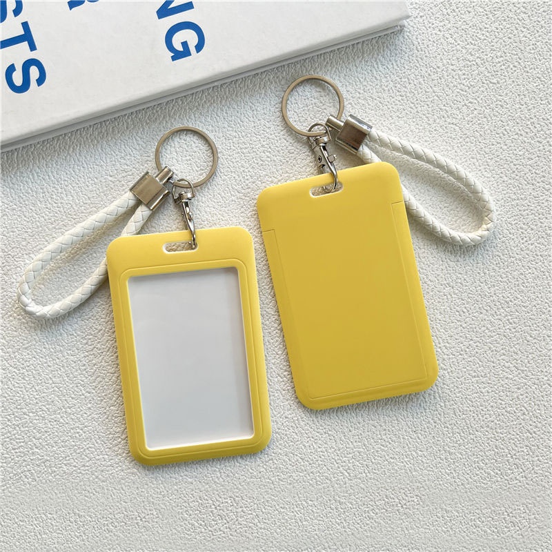 Bao Đựng Thẻ id / Xe Buýt Màu Trơn Kèm Dây Đeo Tay Tiện Dụng