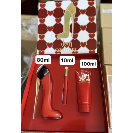 Set Nước hoa Carolina Herrera Very Good Girl Edp 80ml + mini + lotion 100ml