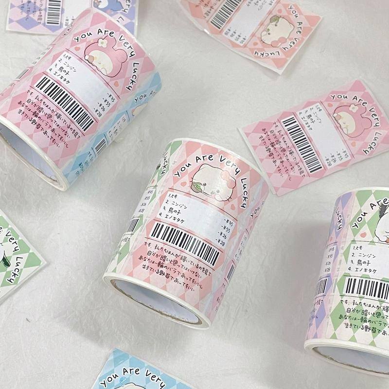 Cuộn 100 Nhãn Dán Trang Trí Hộp Quà Họa Tiết Sanrio mymelody Kuromi Cinnamoroll Pochacco