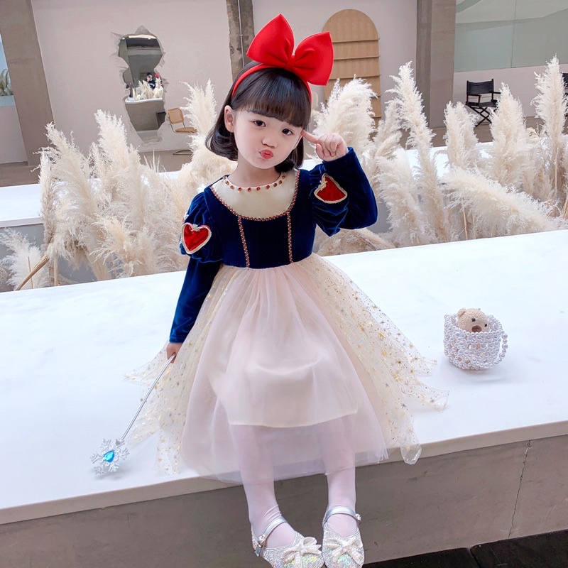 Váy nàng bạch tuyết bé gái cao cấp - Váy công chúa bạch tuyết Đầm hoá trang bé gái mùa thu đông size 100-140