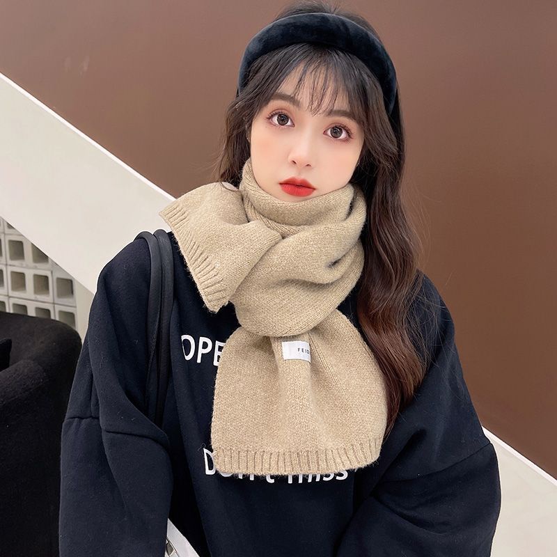 Khăn Choàng Dệt Kim Dày Dặn Giữ Ấm Mùa Thu Đông Phong Cách Nhật Hàn