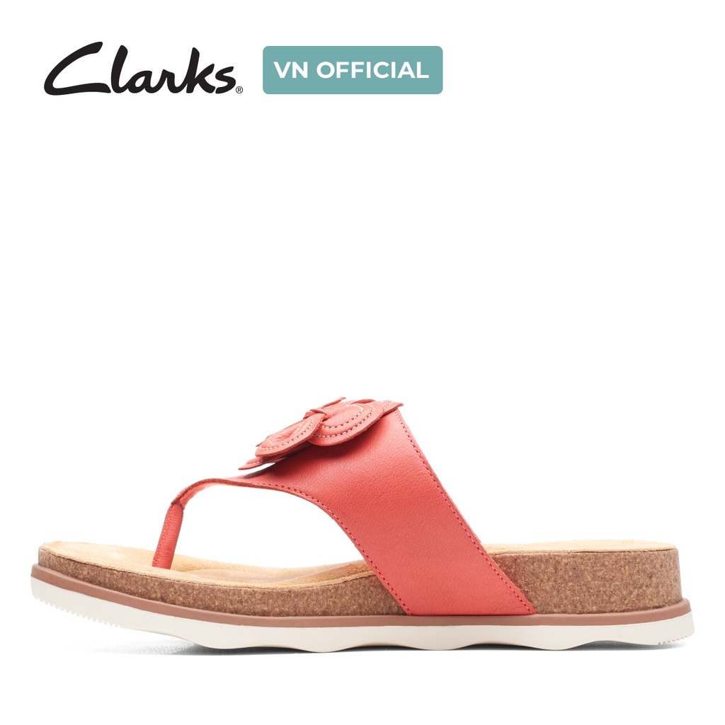 Dép Xỏ Ngón Da Nữ Clarks Brynn Style màu Bright Coral