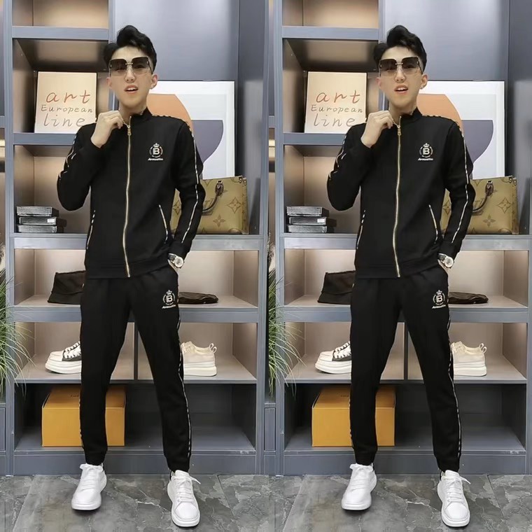 Bộ quần áo thu đông thể thao nam cao cấp,Quần áo nỉ thu đông dài tay màu đen nam thêu logo nổi đẹp