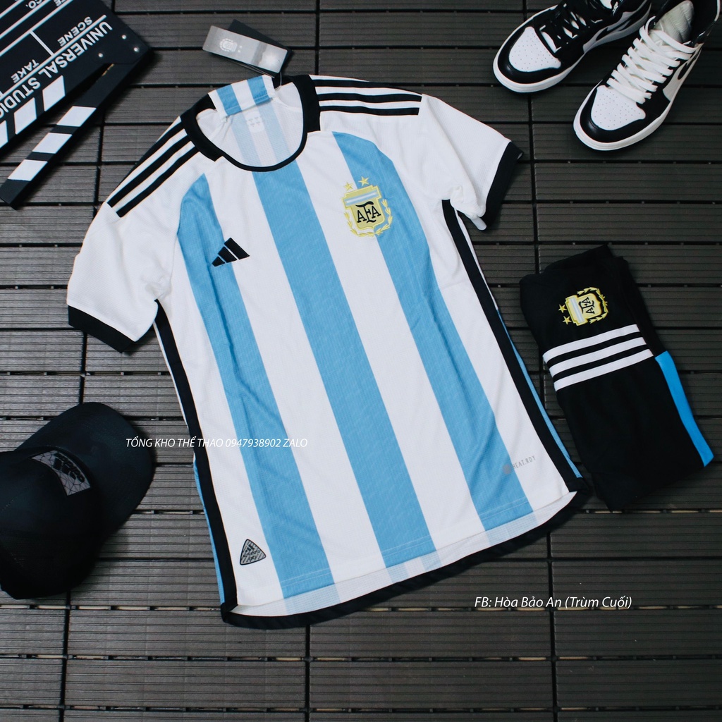 ÁO BÓNG ĐÁ THỂ THAO ARGENTINA SỌC ĐỎ TRẮNG MỚI ĐẸP 2022