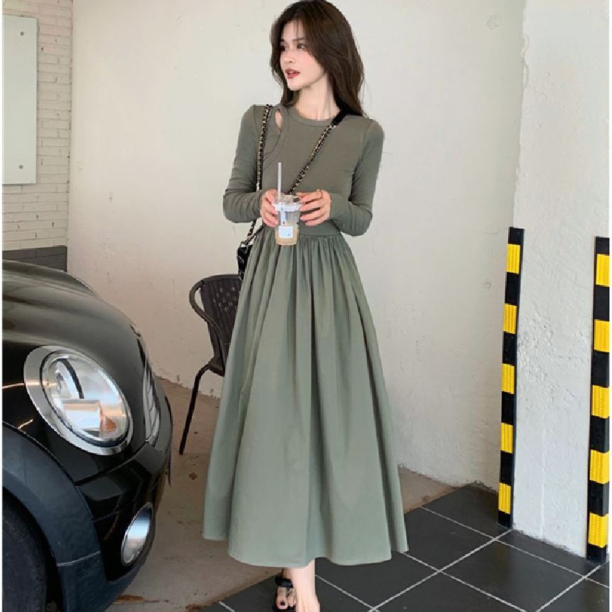 Đầm COZOKC dài tay phong cách Hàn Quốc sành điệu