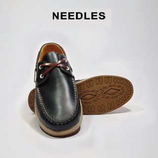 Giày boat shoes đen da bò nguyên tấm