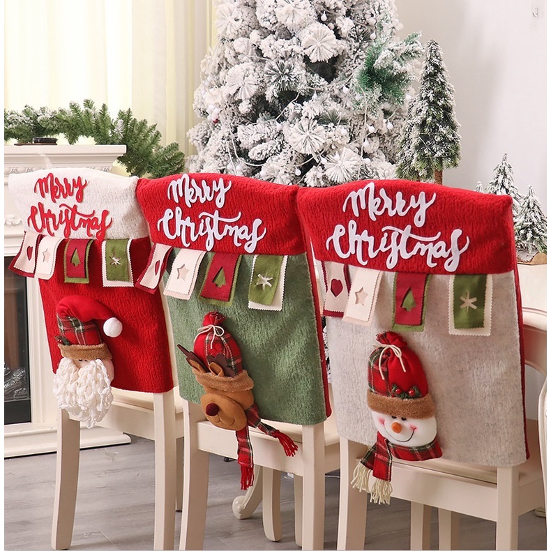 Giáng Sinh Bọc Ghế Đỏ Mũ Ông Già Noel Ghế Ăn Cho Năm Mới Tiệc Giáng Sinh Vui Vẻ Nhà Bếp Bàn Trang Trí Quà Giáng Đồ Trang Trí CHÚNG TÔI