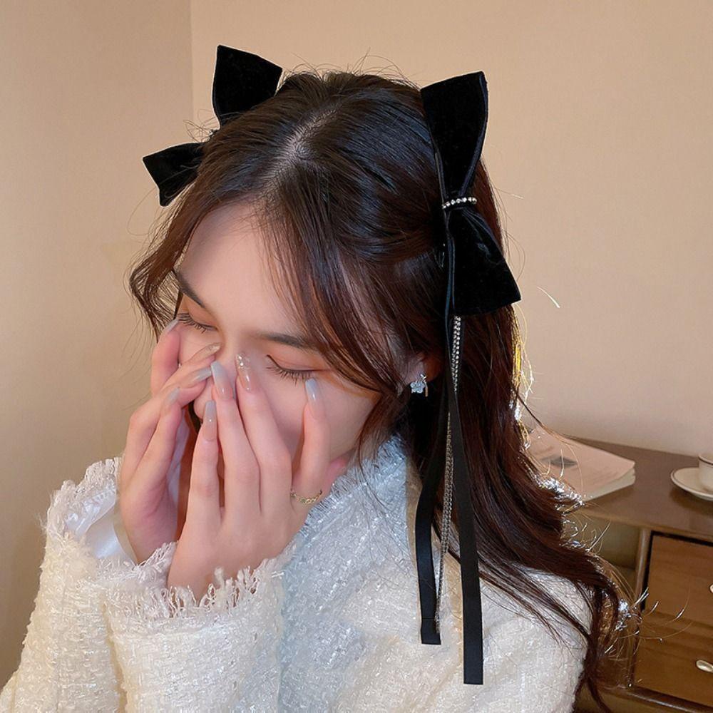 Kẹp Tóc Nơ Vải Nhung Thời Trang Nữ Tính