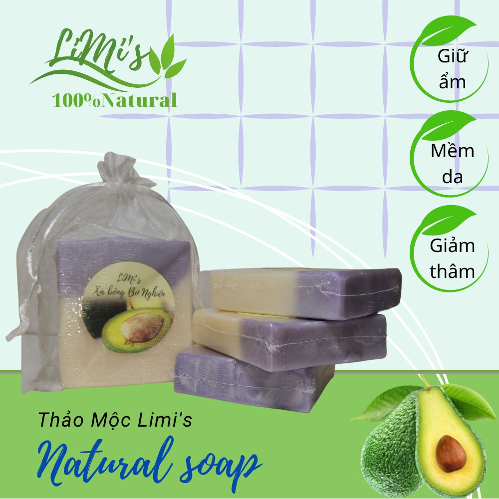 Xà bông Bơ Limi's mềm da, giữ ẩm, giảm mụn xà phòng tắm 100g thiên nhiên
