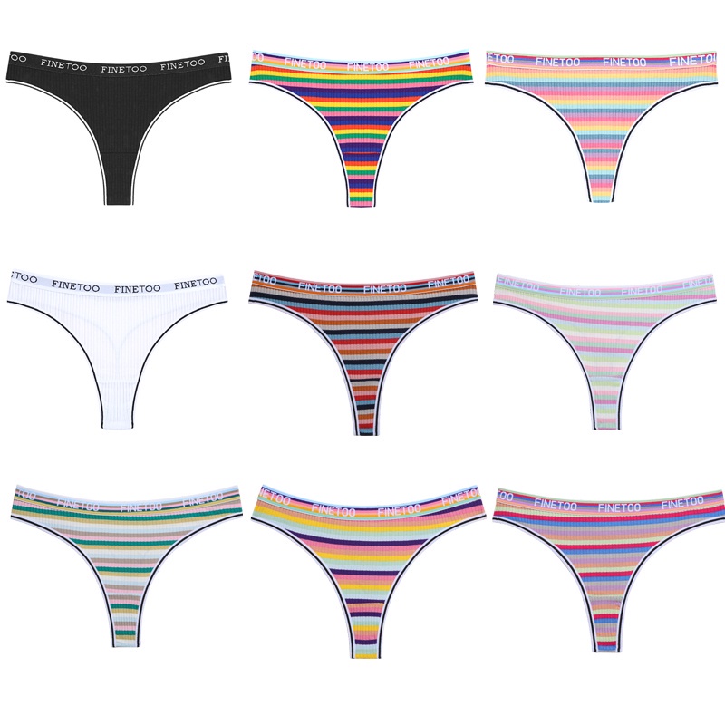 Cute Byte Bộ 4 Quần Lót Cotton Lọt Khe Lưng Thấp Không Đường May Họa Tiết Kẻ Sọc Nhiều Màu Dễ Thương Thoải Mái Cỡ S-XL Cho Nữ