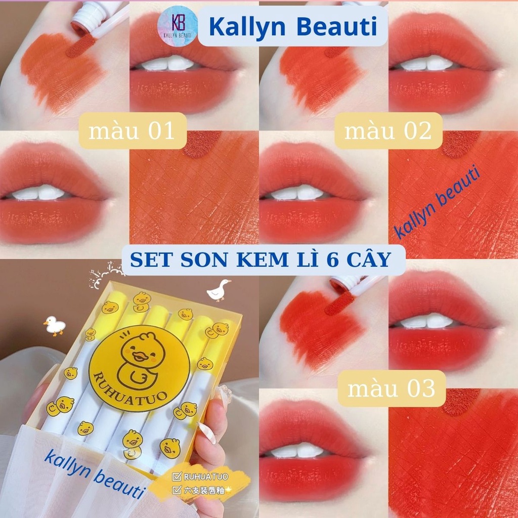 Set son kem lì 6 cây vịt vàng Ruhuatou nội địa Trung lâu trôi giá rẻ Kallyn beauti
