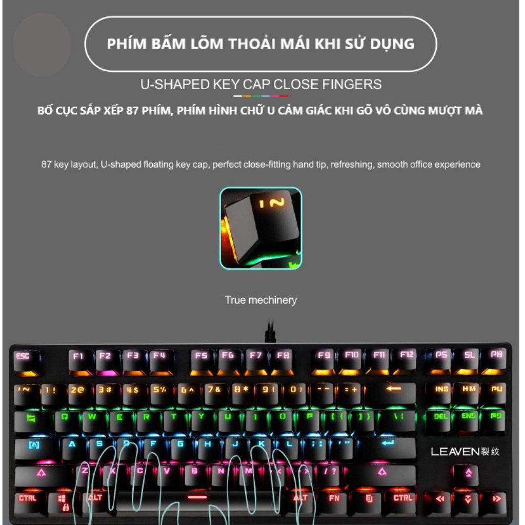 Bàn Phím Cơ gaming K2 PRO Led RGB 10 Chế Độ Chơi Game Dùng Văn Phòng Cực Chất bảo hành 12 tháng