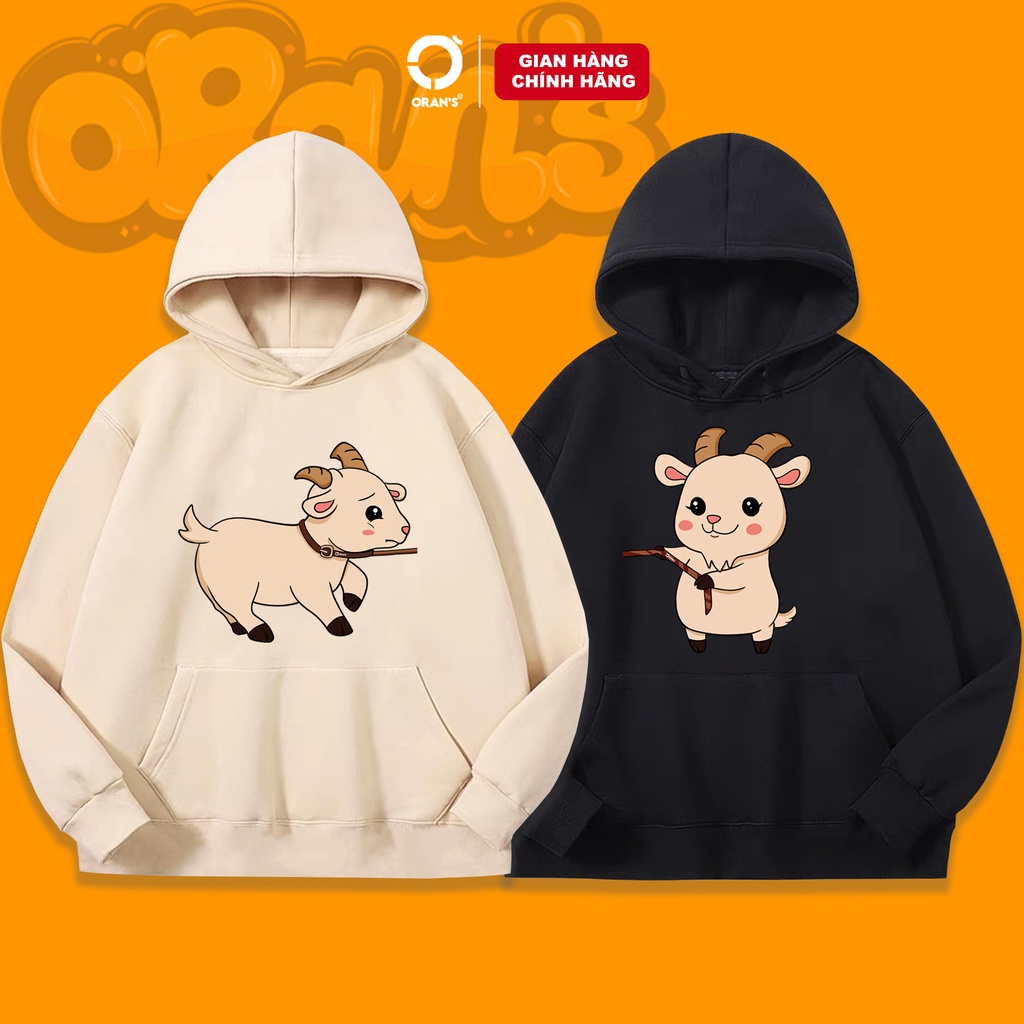 Áo Hoodie in hình dê tuổi Mùi kéo nhau ORAN'S Oversize chất nỉ cotton lót bông, FULLBOX ORANS COUPLE - 07