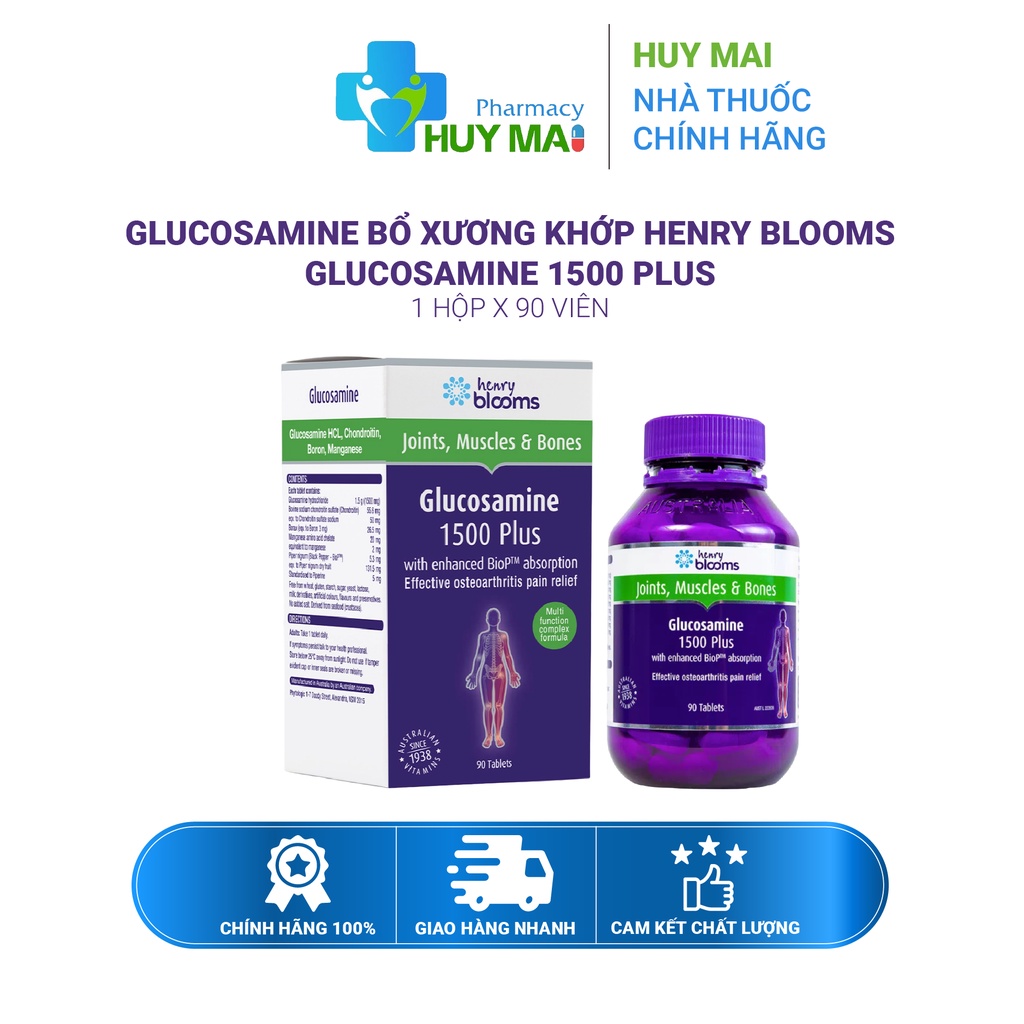 Glucosamine bổ xương khớp Henry Blooms Glucosamine 1500 Plus Hộp 30 viên