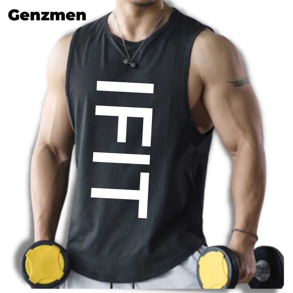 Áo ba lỗ nam chuẩn gym nữ in hình ( IFIT) áo tanktop nam nữ vải lụa cao cấp thoáng mát