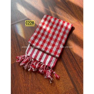 Khăn Rằn Campuchia caro đỏ trắng/ Krama Scarf size 1m7x0.6m, chất cotton