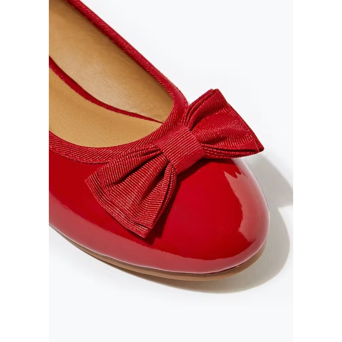 Giày búp bê đen đỏ bóng nơ Matalan_hàng chính hãng authentic