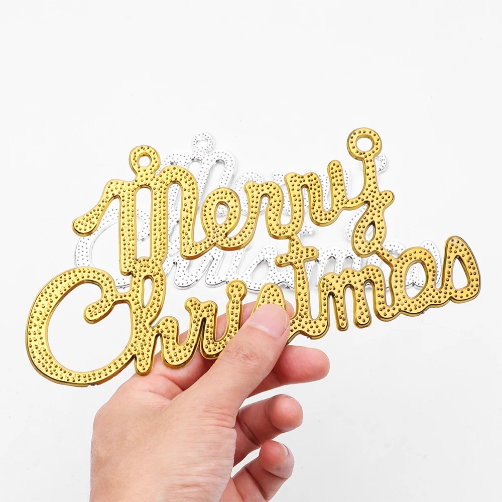 Phụ Kiện Treo Trang Trí Cây Thông Giáng Sinh Bằng Nhựa In Chữ Merry Christmas