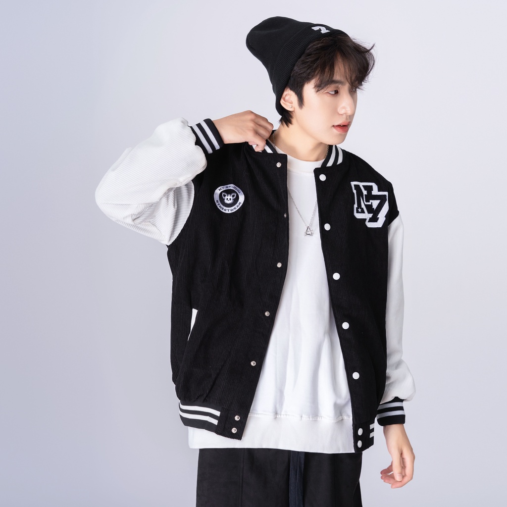 Áo Khoác Varsity Jacket N7 STUDIO bomber bóng chày basic nam nữ form rộng Local Brand