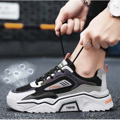 Giày Thể Thao Nam Đế Cao Cực Chất  TT17 Màu Đen Cam