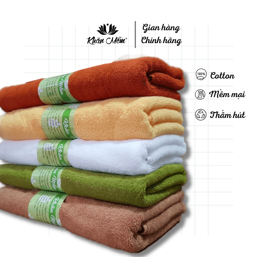 5 Khăn Tắm Khăn Mềm Kích thước 60x120cm - Chất liệu 100% cotton thấm hút tốt, không xổ lông không ra màu