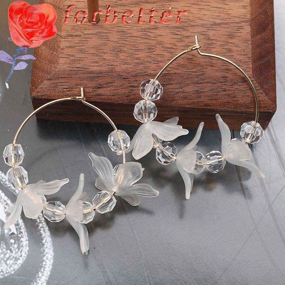 Khuyên tai vòng xỏ hạt và hoa trong suốt thời trang cho nữ