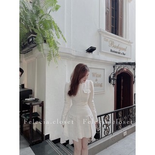 Váy dạ dài tay vạt hông