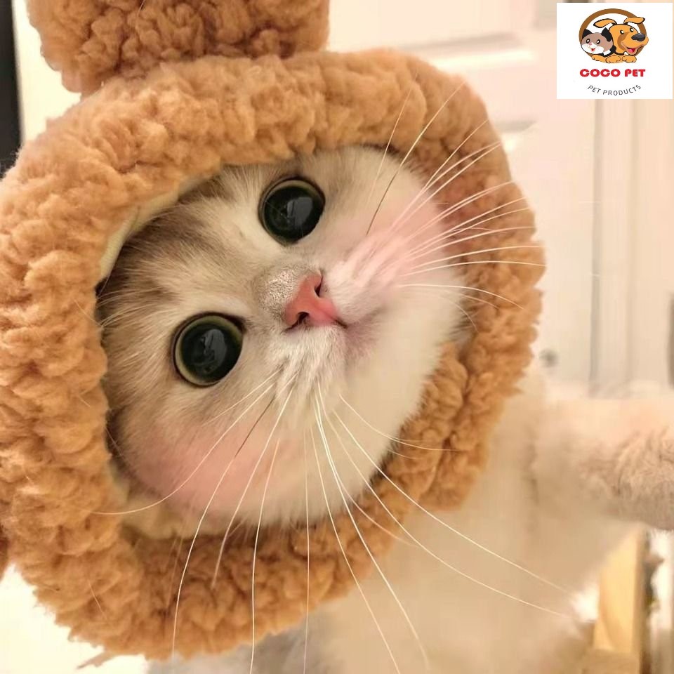 Mũ/Nón Hình Tai Gấu Chất Liệu Lông Cừu Siêu Mềm Mại Và Ấm Áp Phong Cách Hàn Quốc Cho Chó Mèo Thú Cưng