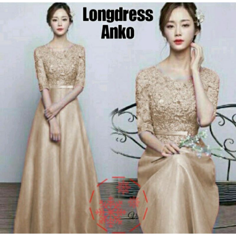 Anko Đầm Maxi Dài Phối Ren Hoa Đính Ngọc Trai Cao Cấp Cho Nữ Tuổi Teen / Tiệc Tùng / Hồi Giáo I Eid
