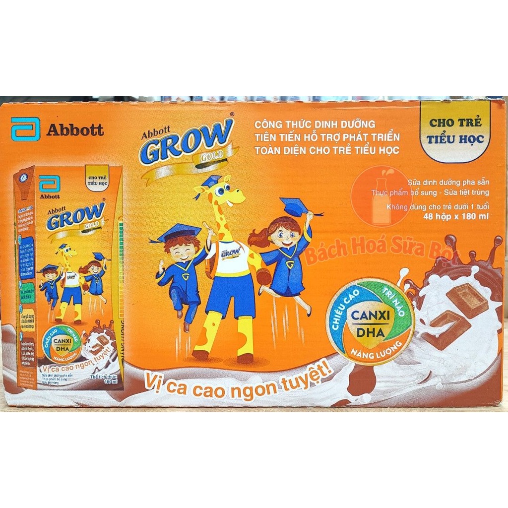 Sữa Nước Abbott Grow Gold Hương Ca Cao 180ml (1 Lốc/ 4 Hộp)
