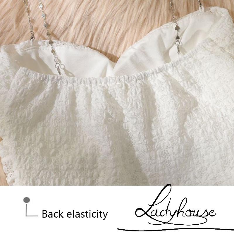 Áo Ống Croptop Màu Trơn Không Dây Có Dây Xích Tháo Rời Được Hình Trái Tim Cho Nữ