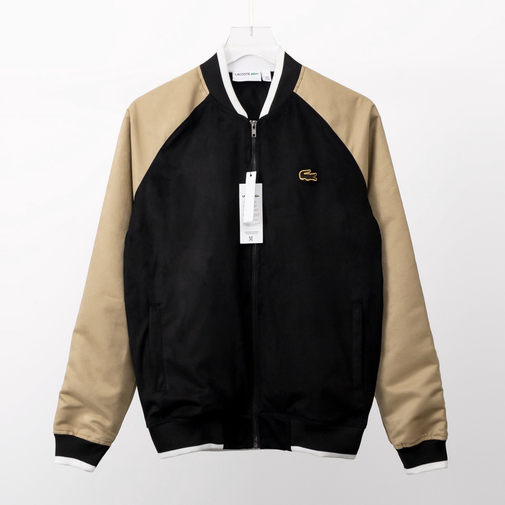 áo khoác da lộn bomber 2 lớp lacoste hàng chính phẩm loại 1