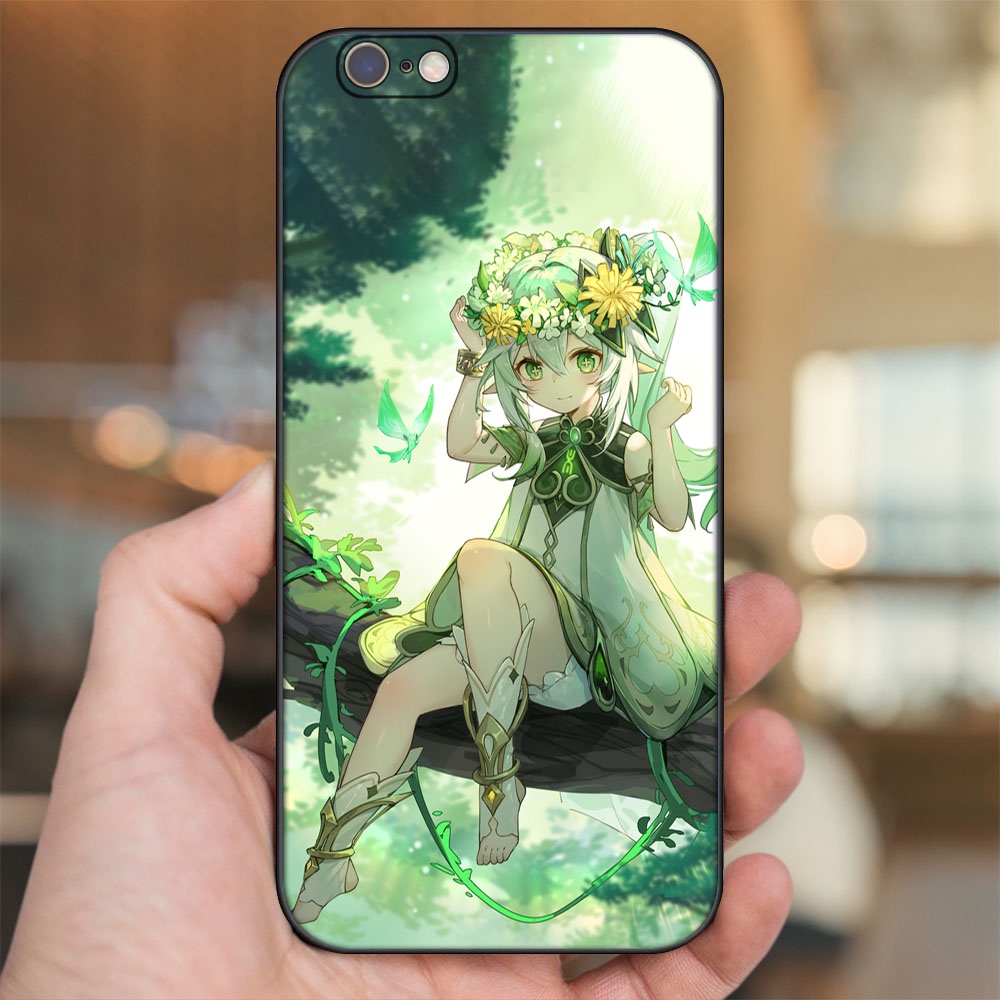 Ốp lưng iPhone 6, 6s dẻo đen cạnh vuông in hình Nahida Genshin Impact