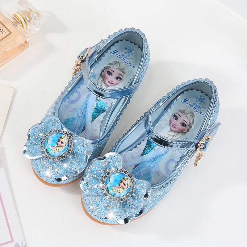 Giày công chúa cho bé gái Elsa cao gót kiểu dáng búp bê bít mũi