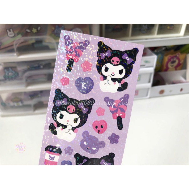 Sanrio Nhãn Dán Trang Trí Nhật Ký Màu Laser Họa Tiết Goo Dễ Thương